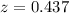 Mathematical equation: $z=0.437$