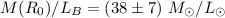Mathematical equation: $M(R_0)/L_B = (38\pm7)~M_{\odot}/L_{\odot}$
