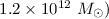 Mathematical equation: $1.2\times 10^{12}~M_{\odot})$