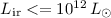 Mathematical equation: $L_{\rm ir} <= 10^{12}\,L_{\odot}$