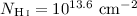 Mathematical equation: $N_\ion{H}{i} = 10^{13.6} \ \mathrm{cm}^{-2}$