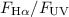 Mathematical equation: $F_{\rm H\alpha}/F_{\rm UV}$