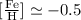 Mathematical equation: $[\frac{\rm Fe}{\rm H}]\simeq -0.5$