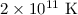 Mathematical equation: $2 \times 10^{11}~{\rm K}$