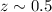 Mathematical equation: $z\sim 0.5$