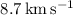 Mathematical equation: $\rm 8.7 \, km \, s^{-1}$