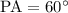 Mathematical equation: ${\rm PA} = 60\degr$