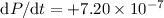 Mathematical equation: ${\rm d}P/{\rm d}t=+7.20\times{10^{-7}}$