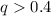 Mathematical equation: $q>0.4$