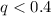 Mathematical equation: $q<0.4$