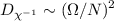Mathematical equation: $$ D_{\chi^{-1}}\sim (\Omega/N)^2 $$