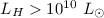 Mathematical equation: $L_H>10^{10}~L_\odot$