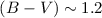 Mathematical equation: $(B-V)\sim1.2$
