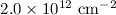 Mathematical equation: $2.0 \times 10^{12}~{\rm cm}^{-2}$