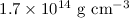 Mathematical equation: $1.7\times 10^{14}~{\rm g~cm^{-3}}$