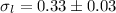 Mathematical equation: $\sigma_{l}= 0.33\pm 0.03$