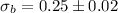Mathematical equation: $\sigma_{b}= 0.25\pm0.02$