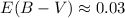 Mathematical equation: $E(B-V) \approx 0.03$