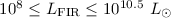 Mathematical equation: $10^8 \leq L_{\rm FIR} \le 10^{10.5}~L _\odot$