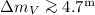 Mathematical equation: $\Delta m_V\ga 4.7^{\rm m}$