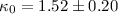 Mathematical equation: $\kappa_0=1.52\pm0.20$