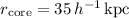 Mathematical equation: $r_{\rm core}=35\,h^{-1}\,{\rm kpc}$