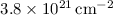 Mathematical equation: $3.8 \times 10^{21}\,\mathrm{cm}^{-2}$