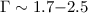 Mathematical equation: $\Gamma \sim 1.7{-}2.5$