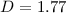 Mathematical equation: $D = 1.77$