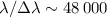 Mathematical equation: $\lambda/\Delta\lambda\sim 48\,000$