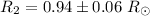 Mathematical equation: $R_{\rm 2}=0.94\pm0.06~R_{\odot}$