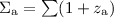 Mathematical equation: $\Sigma_{\rm a} = \sum (1+z_{\rm a})$