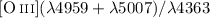 Mathematical equation: $[\ion{O}{iii}] (\lambda 4959 + \lambda 5007)/\lambda 4363$