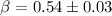 Mathematical equation: $\beta=0.54 \pm 0.03$