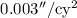 Mathematical equation: $0.003 ''/{\rm cy}^{2}$