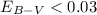 Mathematical equation: $E_{B-V}< 0.03$