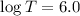 Mathematical equation: $\log T=6.0$