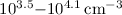 Mathematical equation: $\rm 10^{3.5} {-} 10^{4.1} \thinspace cm^{-3}$