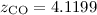 Mathematical equation: $z_{\rm CO}=4.1199$