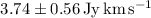 Mathematical equation: $3.74 \pm 0.56 \rm \thinspace Jy \thinspace km \thinspace s^{-1}$