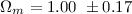 Mathematical equation: $\Omega_m=1.00 \ \pm 0.17$