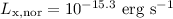 Mathematical equation: $L_{\rm x,nor}=10^{-15.3}~ {\rm {erg \,\,s}^{-1}} $