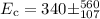 Mathematical equation: $E_{\rm c}=340\pm^{560}_{107}$