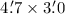 Mathematical equation: $4\hbox{$.\mkern-4mu^\prime$}7 \times 3\hbox{$.\mkern-4mu^\prime$}0$
