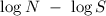 Mathematical equation: $\log N\ -\ \log S$