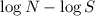 Mathematical equation: $\log N-\log S$