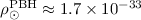 Mathematical equation: $\rho_{\odot}^{\rm PBH}\approx 1.7\times10^{-33}$