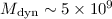 Mathematical equation: $M_{\rm dyn} \sim 5 \times 10^9$