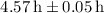 Mathematical equation: $4.57\,{\rm h}\pm 0.05\,{\rm h}$