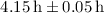 Mathematical equation: $4.15\,{\rm h} \pm 0.05\,{\rm h}$